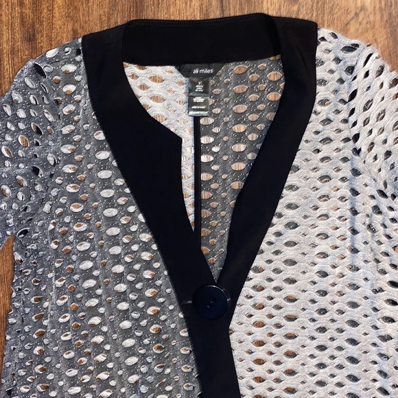 Ali Miles Sheer Button Cardigan Black/Gray/Silver Women’s Size Small - Picture 3 of 9